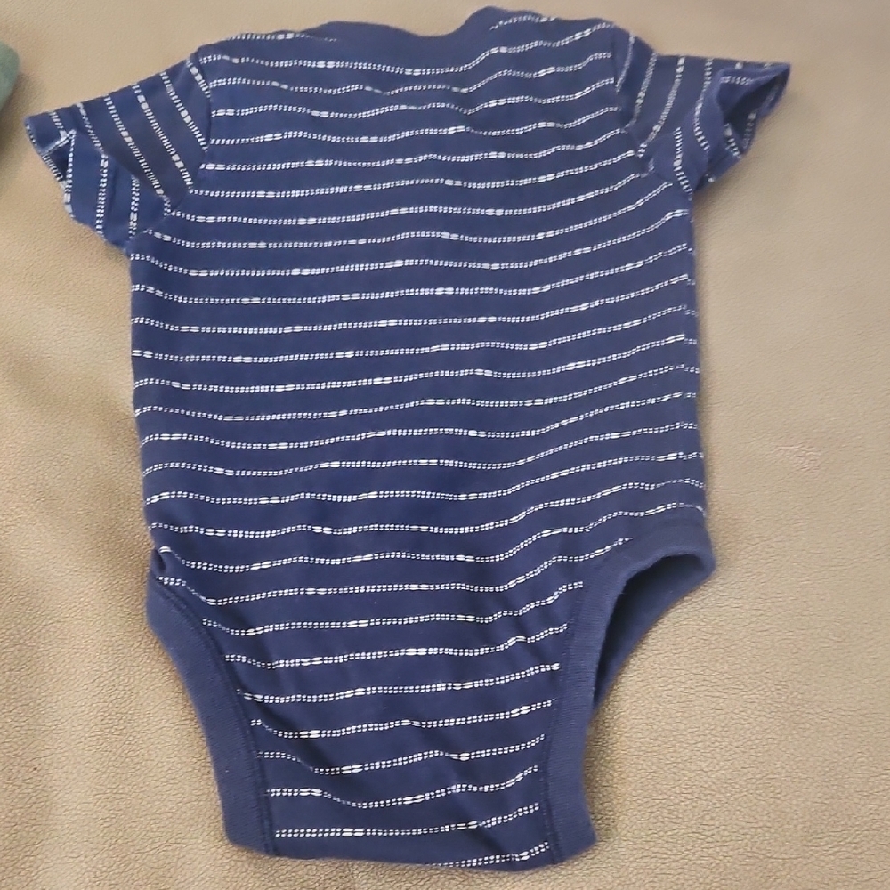 Old Navy Striped Blue and Green Baby Onesies with Gray Shorts - Picture 9 of 9